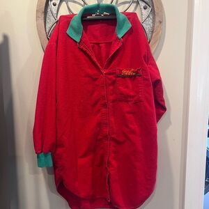 Vintage 1980s Coca-Cola flannel  nightshirt with Green Accents